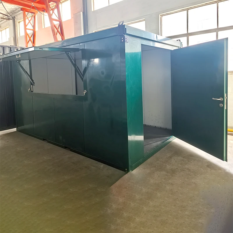 Kiosk kontenerowy z płaskim opakowaniem